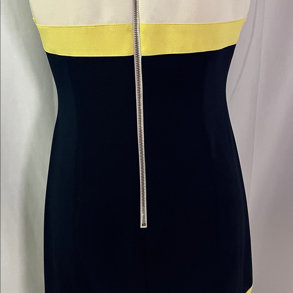 Tommy Hilfiger Navy Yellow & Beige Color Block Sleeveless Sheath Dress - Picture 12 of 16